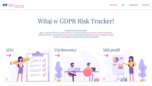 GDPR Risk Tracker ekran główny aplikacji